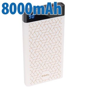 Coal 8000mAh Power Bank with USB-C and USB-A Ports + Quick Charge 3.0 - Quartz